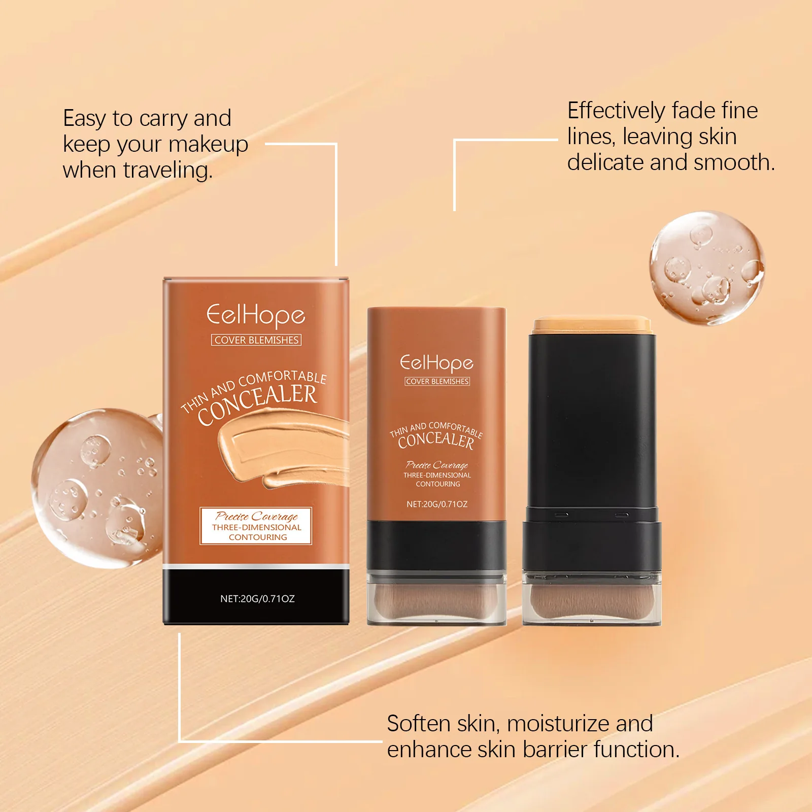 Matte Foundation Cream Stick Multi-use Eraser Makeup Full Coverage Waterproof Long Last Oil-Control Cover Acne Base with Brush 3