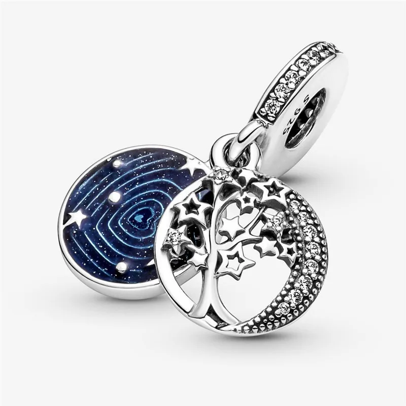 

Hot Sale Silver Color Charm Bead Tree Moon Star River Glaze Pendant Beads For Original Pandora Charm Bracelets & Bangles Jewelry