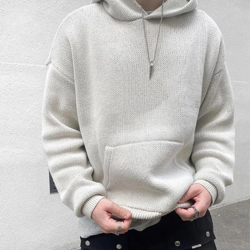 

Cotton Knitted Hoodies Sweaters Brand Logo Mens Streetwear Letters Oversized Retro Sweatshirts Women Fashion Hip Hop Fleece Tops