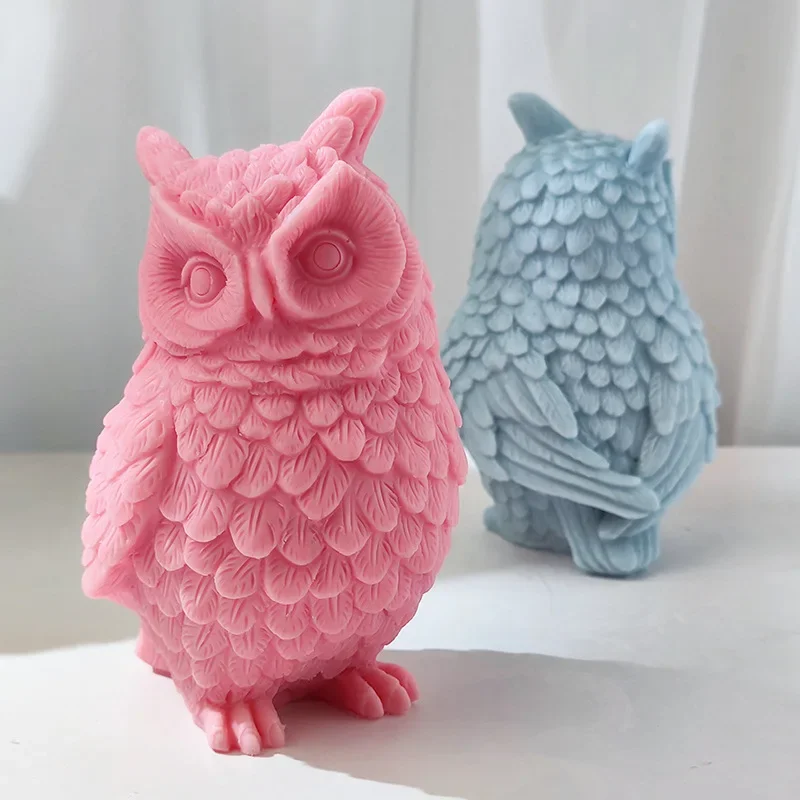 Large Standing Owl Silicone Candle Mold DIY Cartoon Animal Soap Aromatherapy Plaster Resin Making Tools Home Decoration Crafts