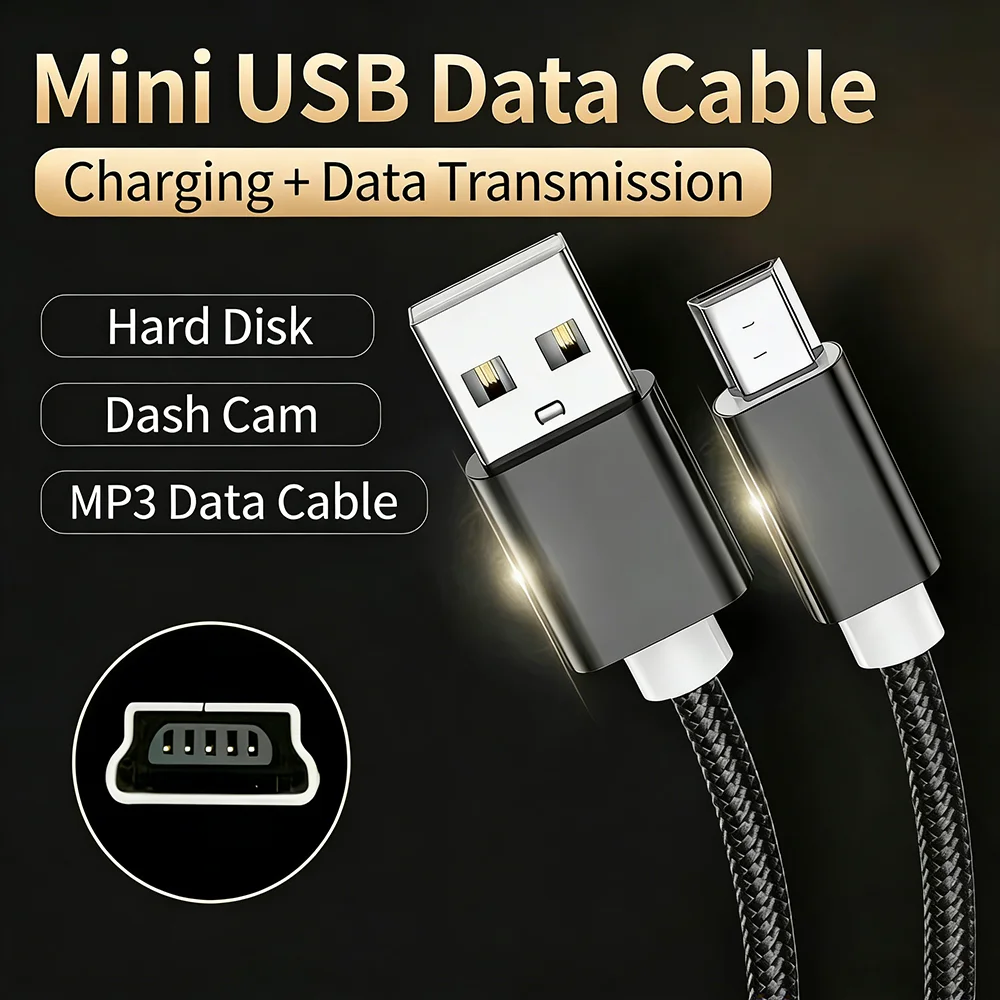 High-Speed Mini USB Data and Charging Cable - 1M/2M Length