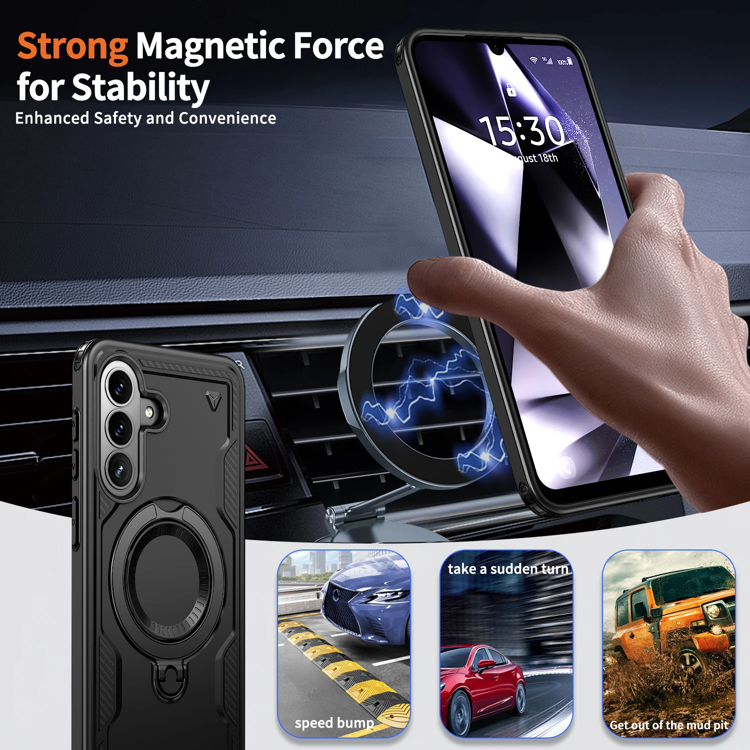 360° Rotating Magnetic Stand Holder Shockproof Armor Tough Phone Case