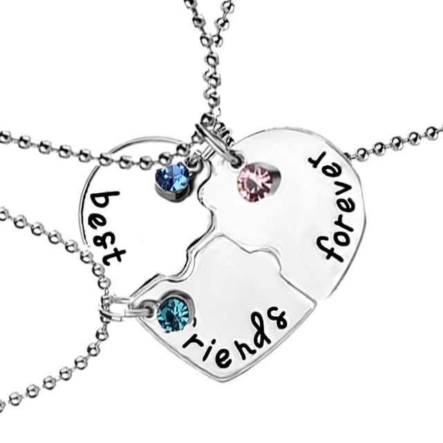 MIFYNN 2pcs Best Friends Crystal Necklace, Bullet Shape Gemstone Hexagonal  Chakra Crystal Pendants Matching Heart Friendship Necklaces Set