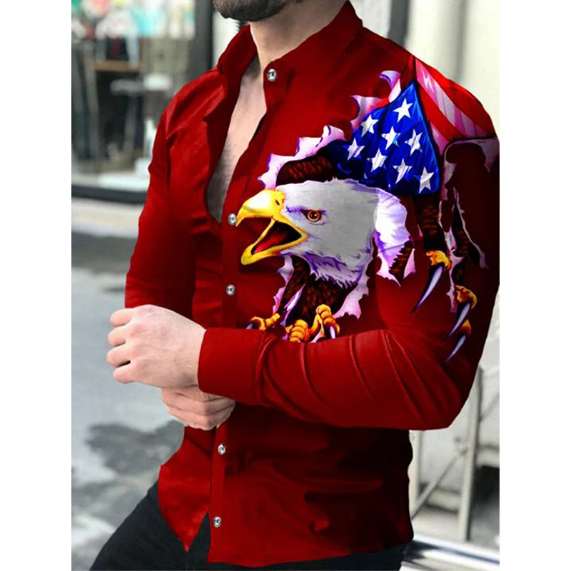 Luxury Social Men Shirts Turn-down Collar Buttoned Shirt Casual Tiger Print Long Sleeve Tops Men's Clothing Prom Party Cardigan short sleeve button down