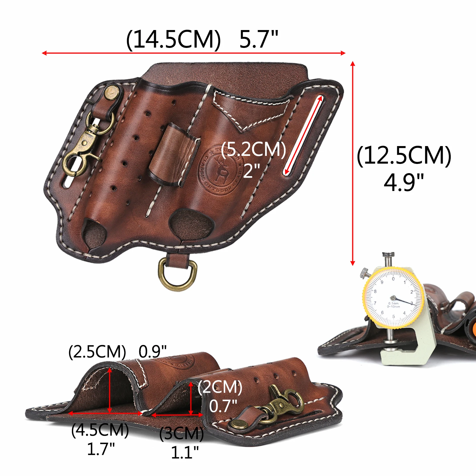Tourbon Leather EDC Pocket Organizer for Folding Knife Flashlight