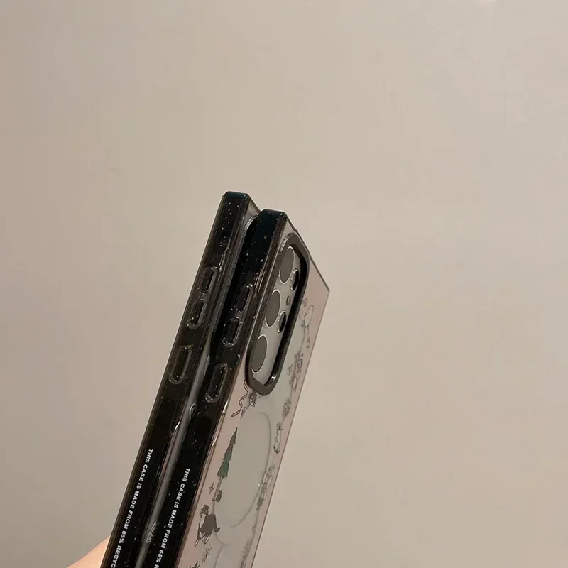 Black Cat Acrylic Black Border Protective Case for Samsung Galaxy S22U S23U S24 Ultra Shell with MagSafe