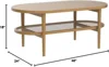 Sonia Coffee Table with Storage Shelf, Light Wood/Rattan 2