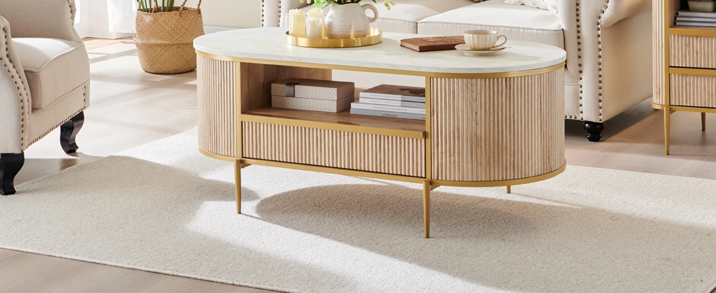 OKD Modern Luxury Fluted Coffee Table