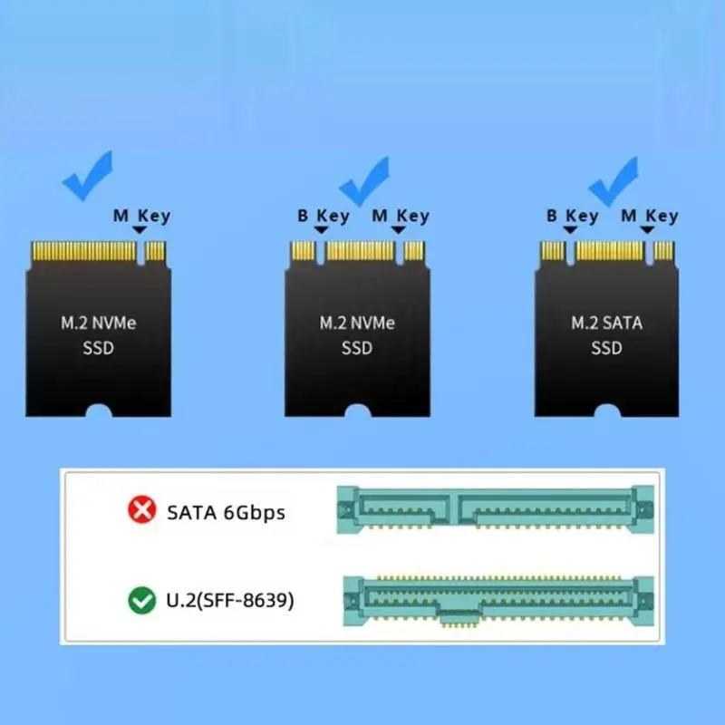 M.2 SSD U.2 어댑터 2In1 M.2 Nvme 및 버스 SSD PCIE U.2 SFF-8639
