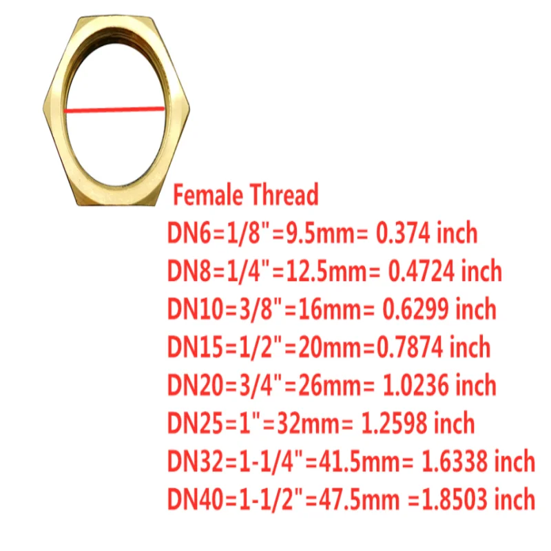 Pipe Fitting Brass Hex Lock Nuts Flange nut 1/8" 1/4" 3/8" 1/2" 3/4" 1" BSP Female Thread Hexagonal shank cap