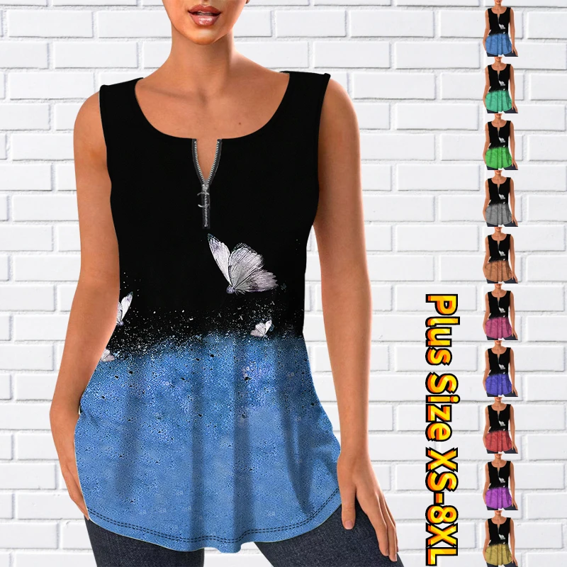 

Женская футболка с V-образным вырезом и принтом, без рукавов