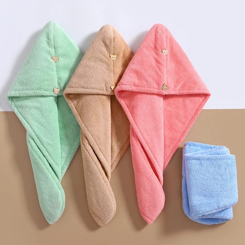 Women Hair Drying Hat Quick-dry Hair Bath Hat Towel Cap Microfiber Solid Towel Cap Super Absorption Turban Dry microfiber towels quick drying towel curly hair drying hat