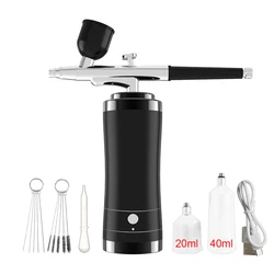 Portable Airbrush Kit for Nail Art, Cake Decorating, and Craft Painting (Black)