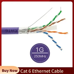Purple Cat 6 Ethernet Cable - 20m Length, FTP, 4 Twisted Pairs, Pure Oxygen - Free Copper, 23AWG - 20M
