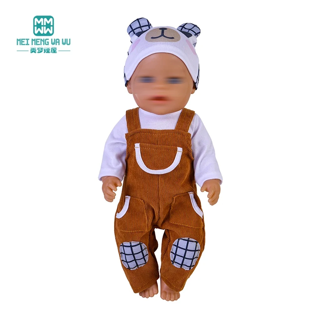 Fits 43-45cm Baby Toy New Born Doll clothes Three-piece fashion jacket and jumpsuit Girl's gift