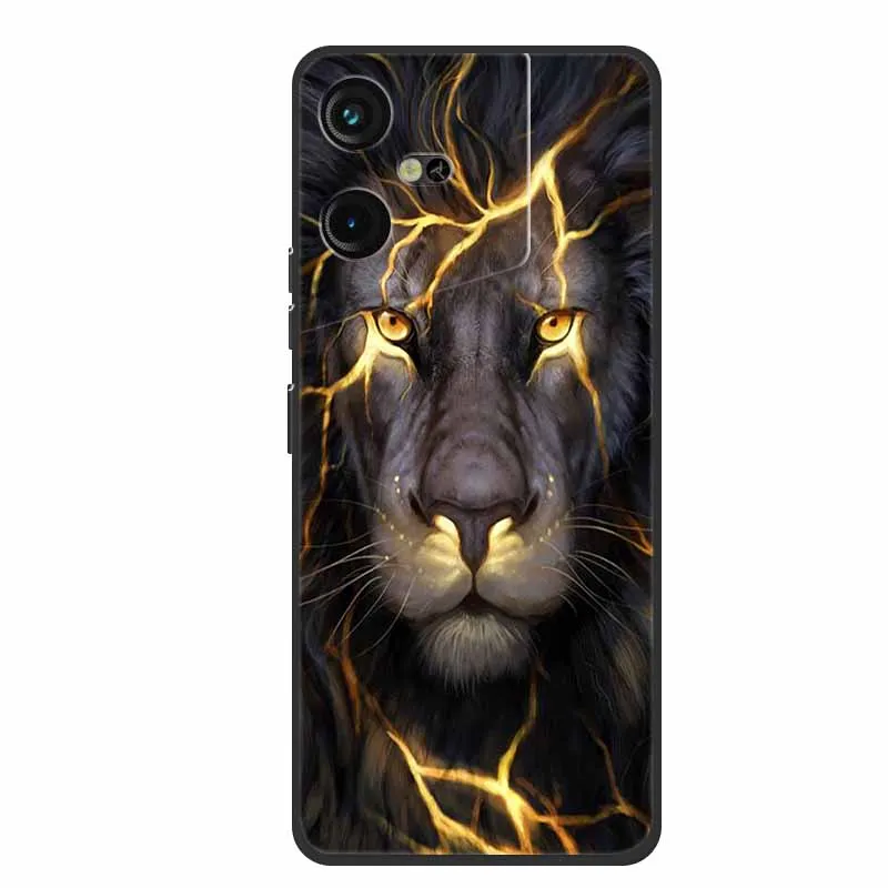 Luxury Soft Silicone TPU Phone Back Cover with Animal Wolf Design