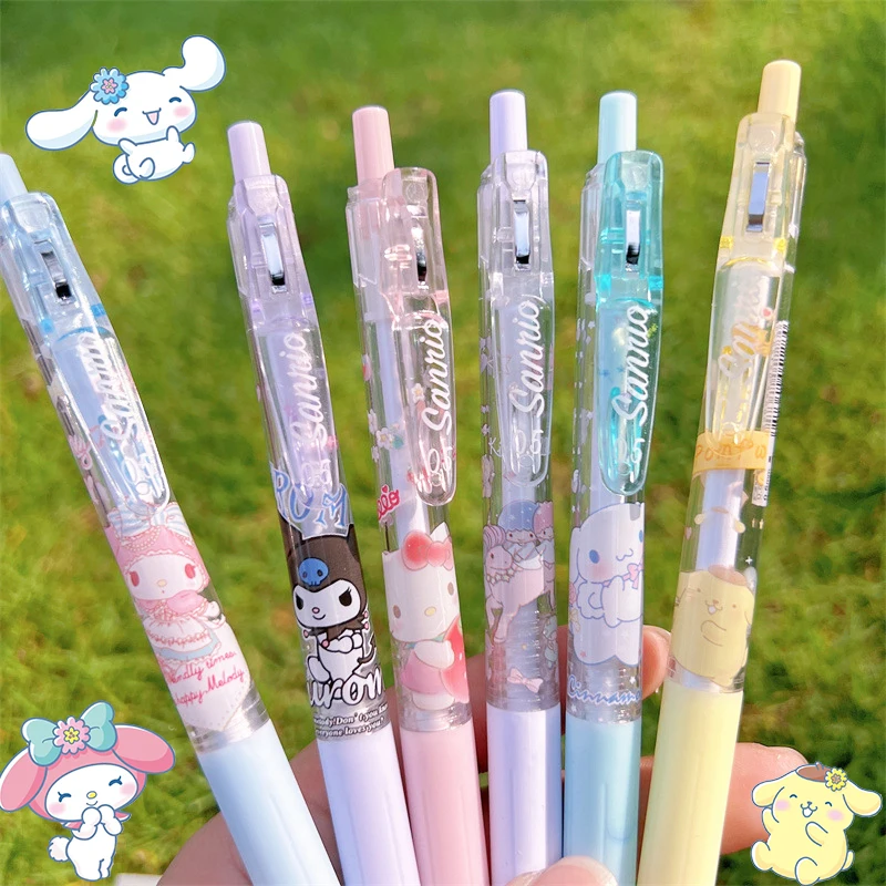 

6Pcs Sanrio Kuromi Neutral Pen Anime Cinnamoroll Cute Kawaii Student Do Homework Examination Stationery Toys for Girls Gifts