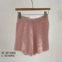 Women's Autumn Winter Faux Mink Hair Shorts Sweet Soft High Waist Slim Hairy Elasticity Shorts Fashion Knitting Homewear Shorts - Image 6