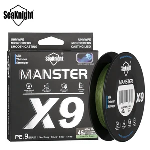 SeaKnight бренд S9 Manster серия 300 м 500 м PE леска 9 нитей обратная спираль Tech гладкая мультифиламентная леска 20-100LB