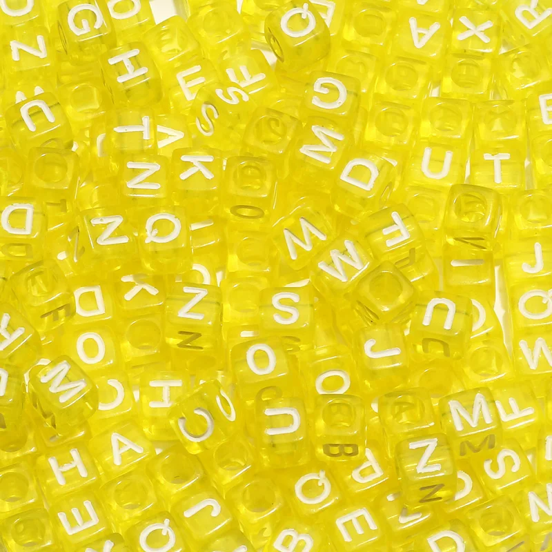 100 stücke 6mm Schwarz Gold Farbe Quadratischen Buchstaben Perlen Zufällig Gemischt Alphabet Acryl Lose Perlen Für DIY Schmuck Machen handwerk – Detail 16