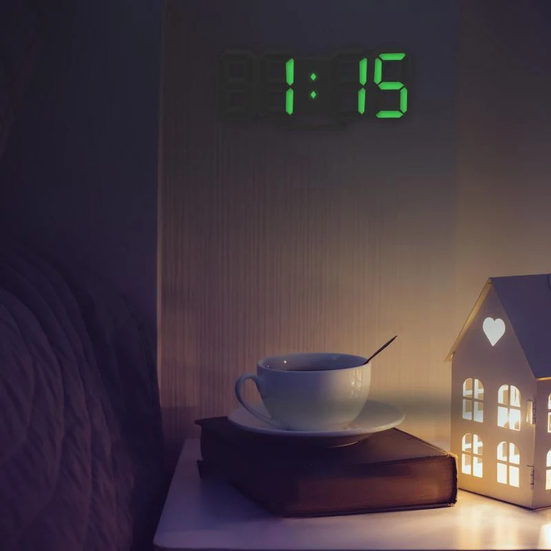 Table 3D LED Alarm Clock Date/Temperature for Home Kitchen Offices Clock Decoration Garden Clocks Wall Clock Times Digital Decor 3