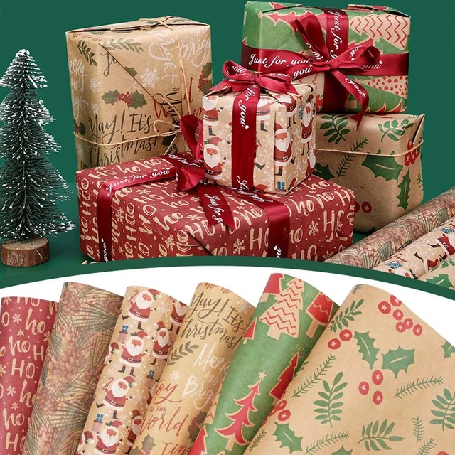 Christmas Gift Wrapping Paper Thick Christmas Kraft Wrapping Paper Flower Wrapping  Paper Gift Box Wrapping Paper - AliExpress