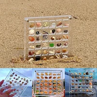 36/64/100 Grids Desk Organizer Acrylic Seashell Display Box with Magnets Starfishs Trinket Storage Case for Bead Nail Jewelry 2