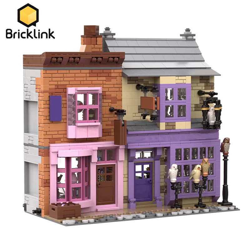 Bricklink Magic Movie Diagon Alley Sweet Shop Negozio Di Farmacia E Eeylops Owl Emporium City House Set Building Blocks Giocattoli Regalo