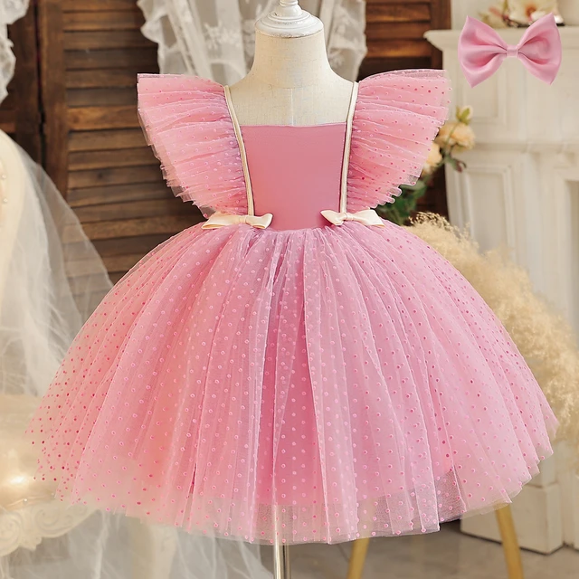 Vestido kawaii rosa arco para bebés, roupa de criança, babados vestidos em  camadas, boutique, moda chique, glamouroso, novo, 2023 - AliExpress