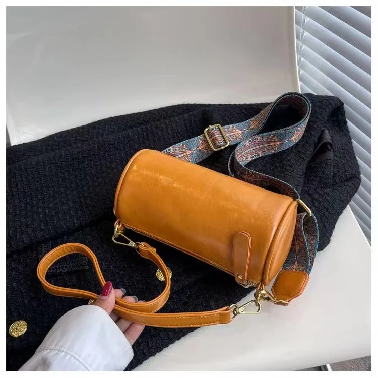 Vintage Wide Strap Women Cross Body Bags Designer Luxury Pu Leather Lady  Shoulder Messenger Bag Small Flap Square Purses Female