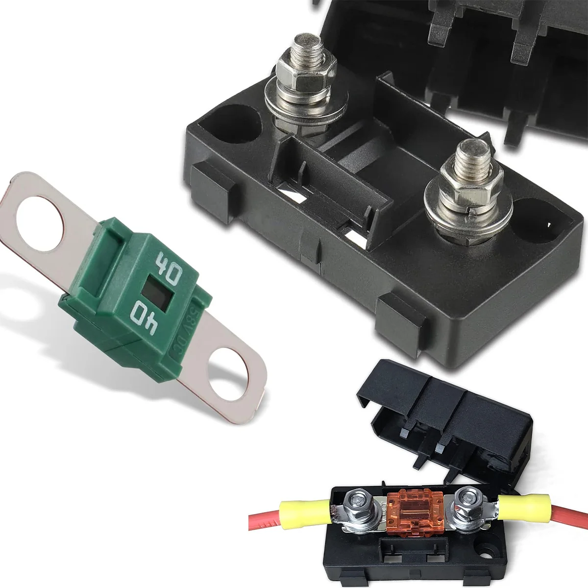 1Set(2PCS) ANS Trumpet Fork Plug Fuse 32V 40A 50A 60A 70A 80A 100A 125A 150A 200A Bolt Fixed Insurance + ANS-8 Safety Plate Base