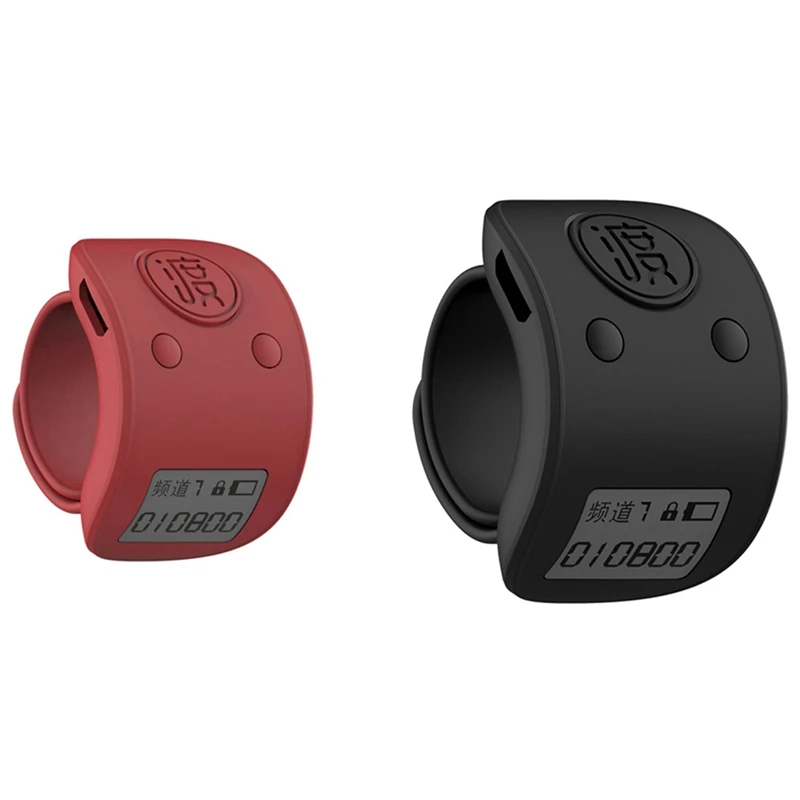 

New 2Pcs Mini Digital LCD Electronic Finger Ring Hand Tally Counter 6 Digit Rechargeable Counters Clicker-Red & Black