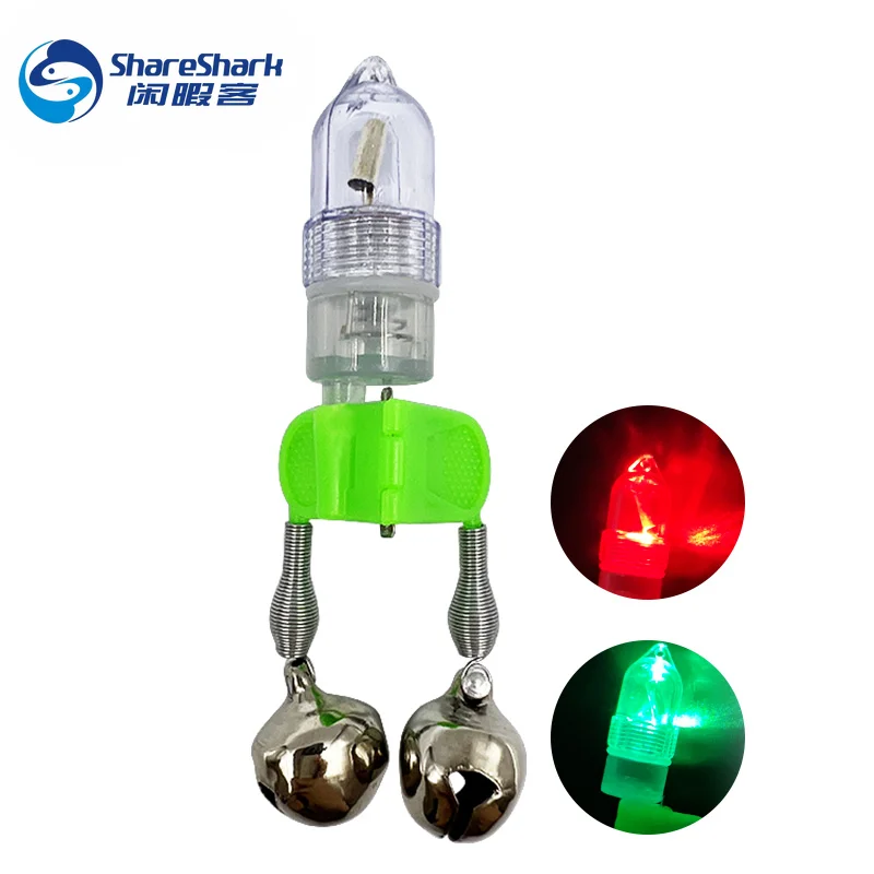 Alarme de pêche LED avec clochettes double - Détecteur de touches lumineux pour pêche nocturne