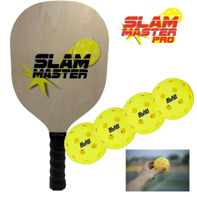 

Slam Wood Pickleball Paddle & Premium Outdoor Pickle Balls – Lightweight Paddle for All Ages & Levels – Perfect for Tournam