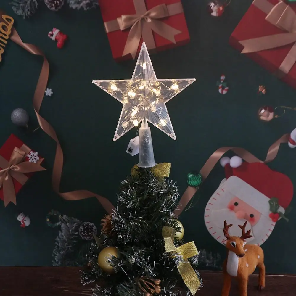 Glowing Christmas Tree Top Star Shining Lamp LED Stars Colorful Five-pointed Star Christmas Tree Ornaments christmas tree decoration christmas star decoration