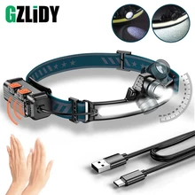 

IR Sensor LED Headlamp Powerful XPG+COB Headlight 2000mAh 18650 USB Head Lamp Portable Floodlight Flashlight Waterproof Lantern