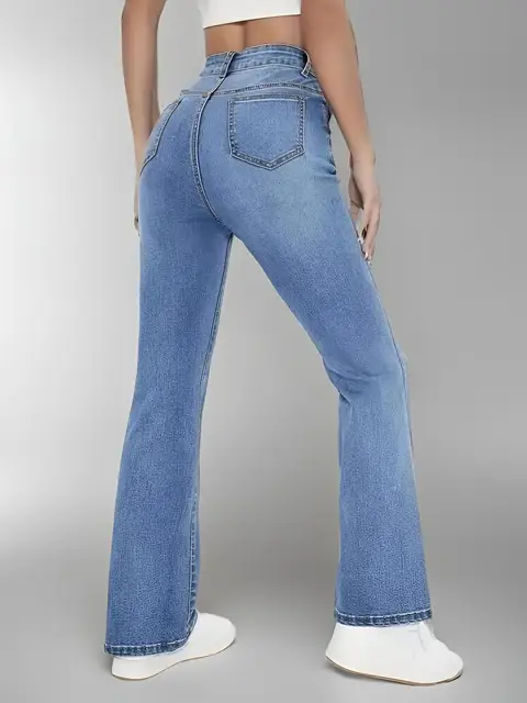 Nouveaux jeans chauds pour femmes minceur style européen et américain décontracté polyvalent taille haute pantalon en Denim lavé pour les femmes 3