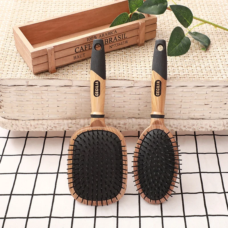 

Sdatter Hair Brush Natural Wood Handle Cushion Hair Loss Anti-static Hair Scalp Paddle Hairbrush Scalp Massage Comb Hair Care F