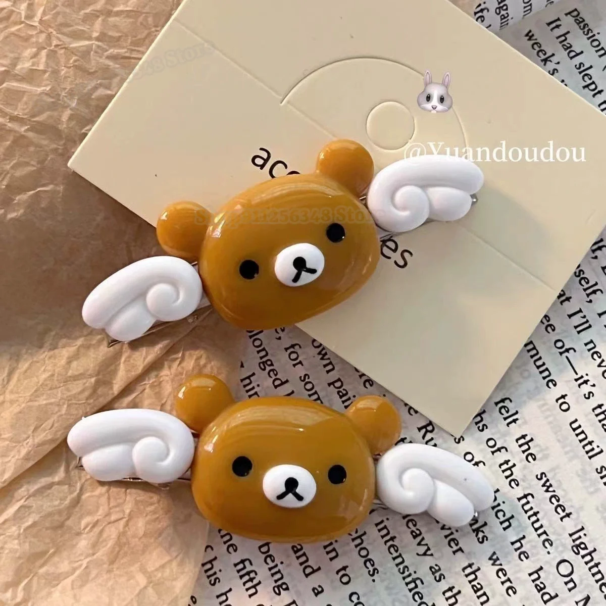 Cute Rilakkuma Korilakkuma Teddy Bear Wing Hairclip Japanese Style
