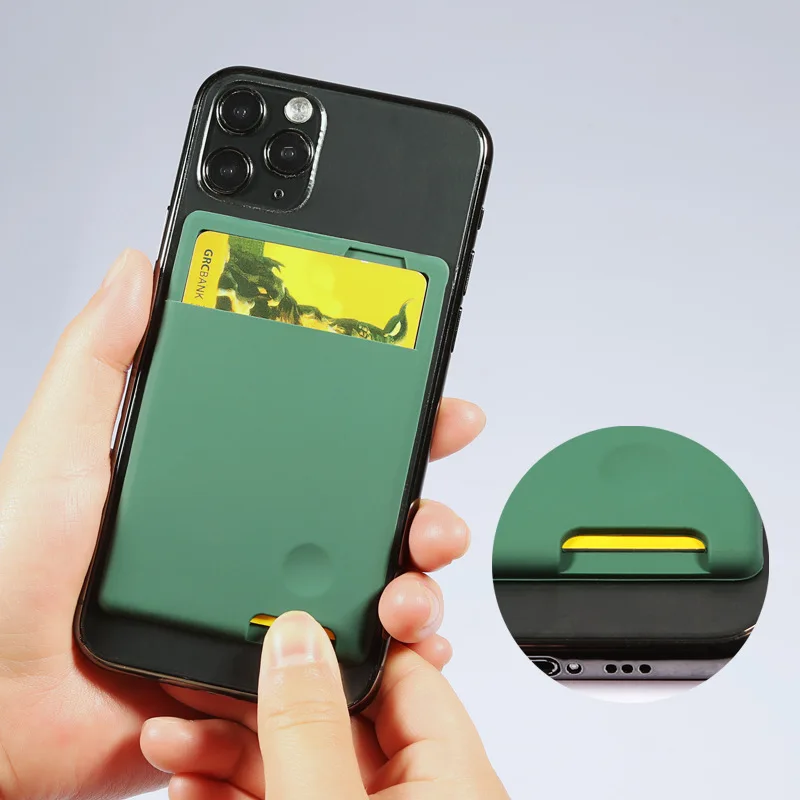 Korean Fashion Phone Self-adhesive Silicone Card Holder For Men Women wallet card holder,card holder,credit card holder,card wallet,id card holder,id card case,wallet card bag,business card holder,document card wallet,card sleeves