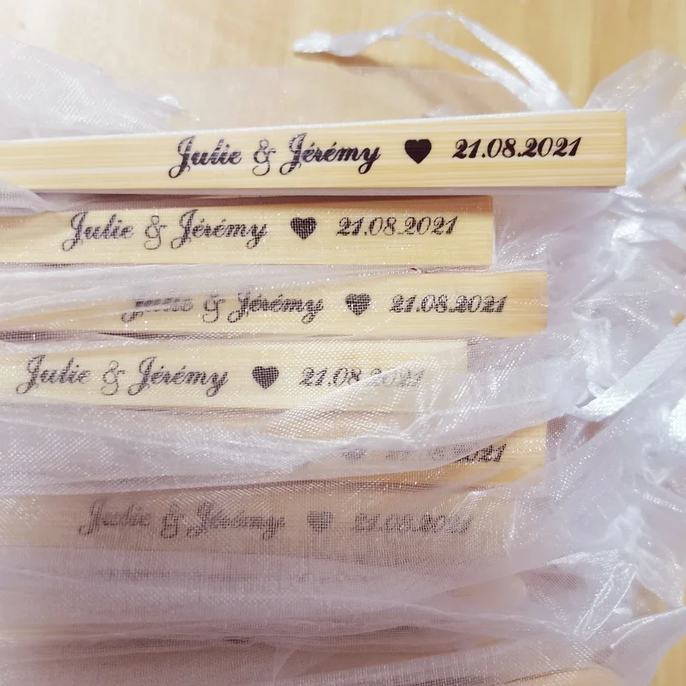 20/40 pcs/lot Personalized Print Engrave Wedding Favor Silk Hand Fans