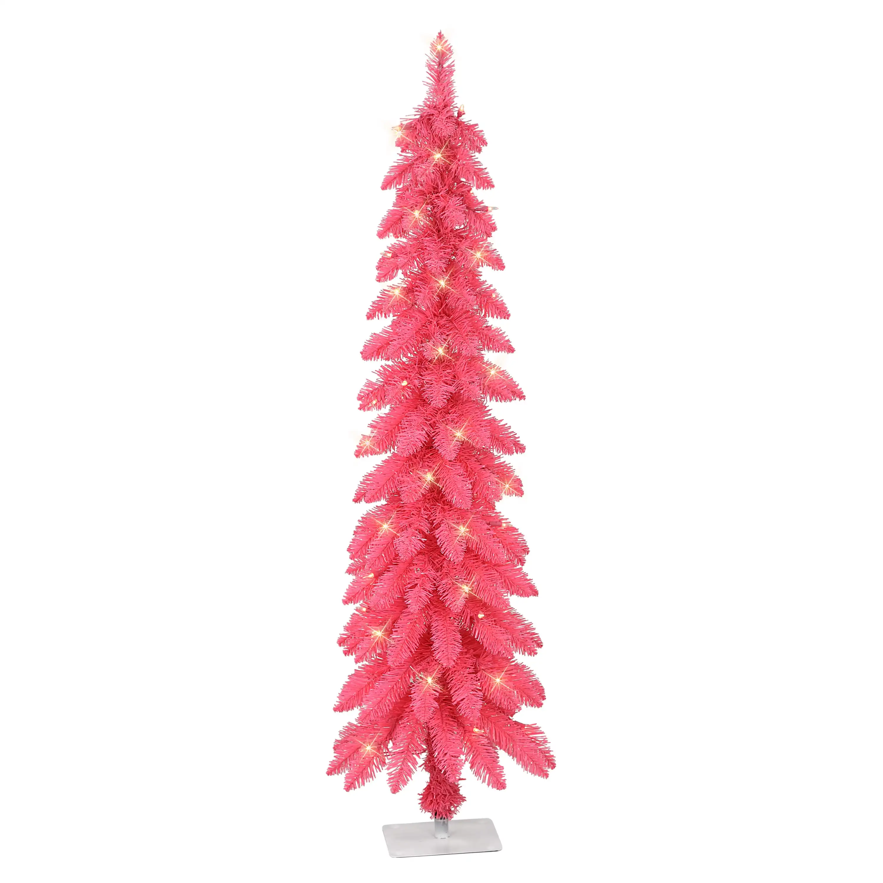 

Christmas Trees 4 ft Pre-Lit Pink Artificial Alpine Pencil Tree