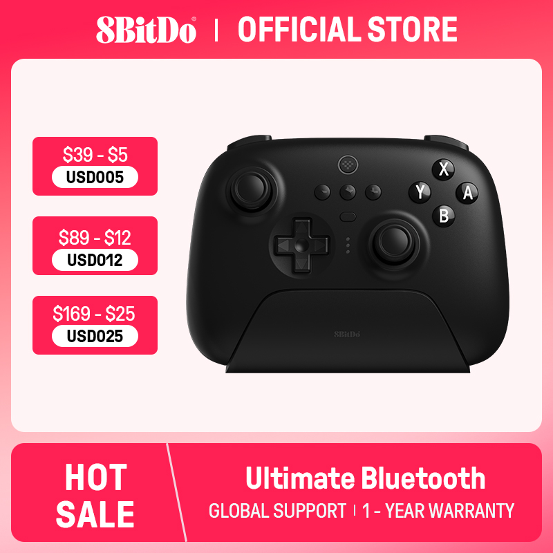 8BitDo - Ultimate Wireless Bluetooth Gaming Controller with Charging Dock for Nintendo Switch and PC, Windows 10, 11, Steam Deck