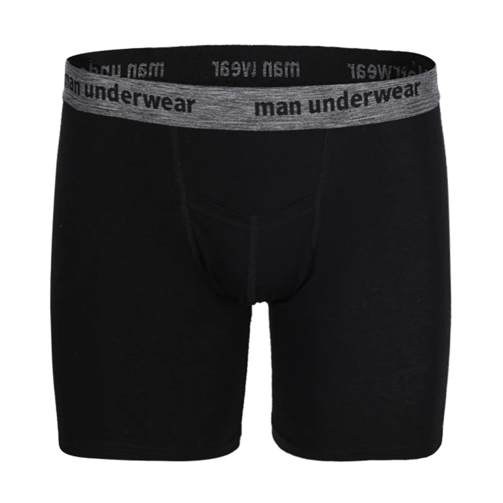 

Men Boxer Underwear Mid-rise Cotton Briefs Long Leg Sport Underpants Super Soft Solid Trunks Elasticity Breathable Knickers