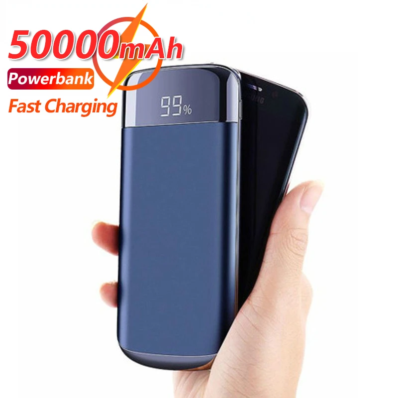 50000mAh Fast Charging Power Bank Mobile Phone External Battery Charger with LED Light Digital Display Outdoor Portable Charger power bank mini
