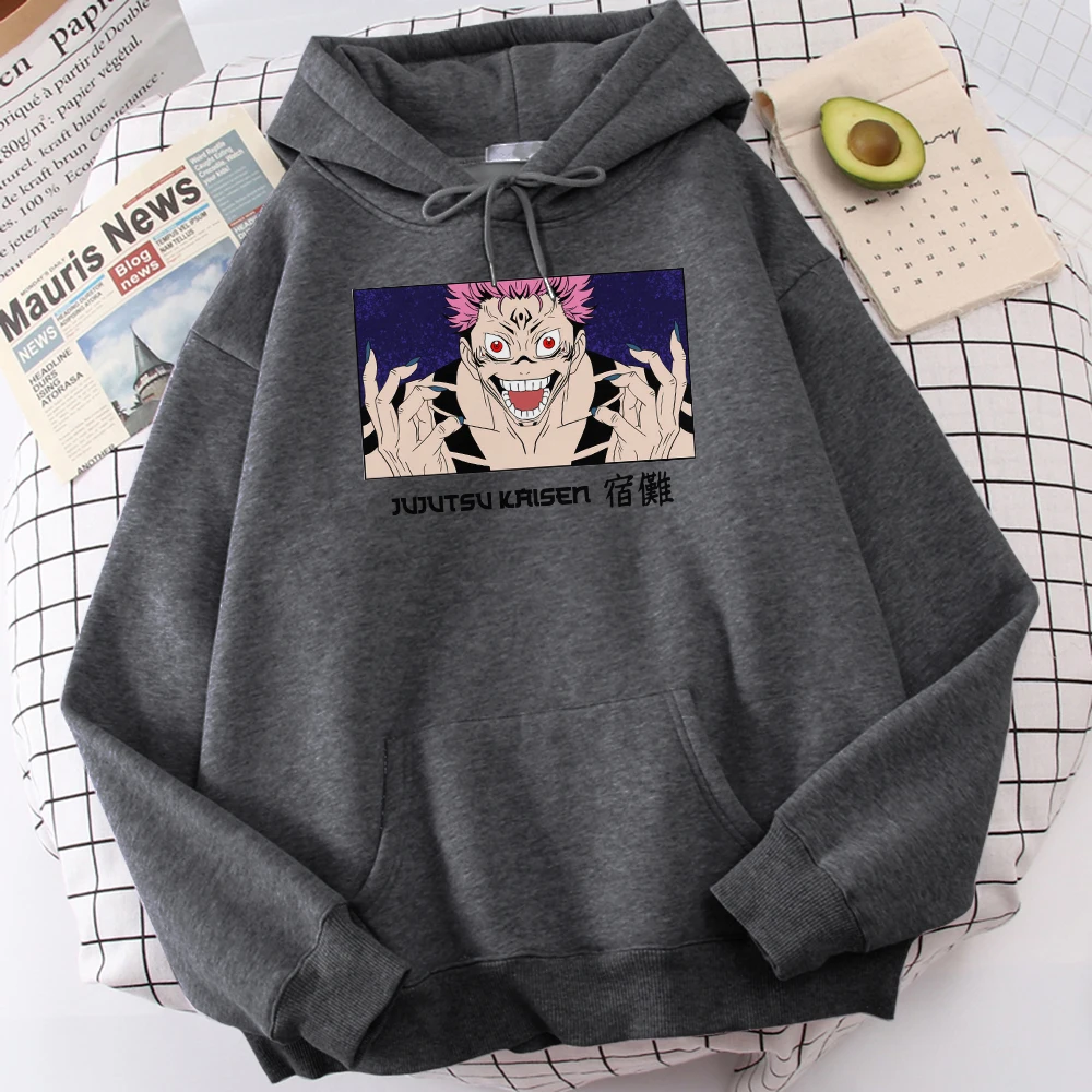 

Jujutsu Kaisen Ryomen Sukuna Printed Men'S Hoody Thick Winter Tracksuit Fleece Autumn Sweatshirt Oversized Winter Mens Hooded