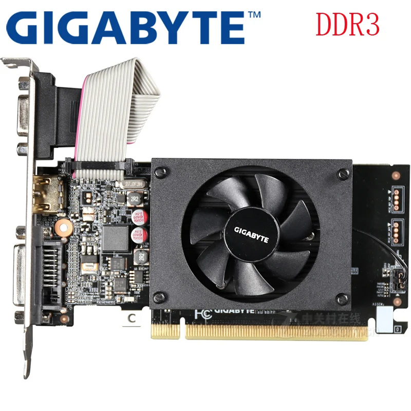 GIGABYTE Graphics Card GT710 1GB 64Bit GDDR3/GDDR5 Video Cards for nVIDIA Cards Geforce Original GT 710 1G Used Hdmi Dvi game graphics card for gaming pc