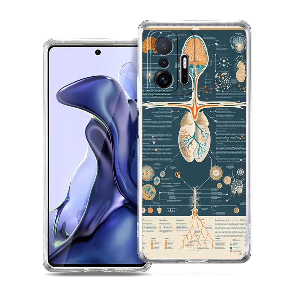 Transparent Soft TPU Shell with Anatomy Skeleton Chalkboard Heart Design