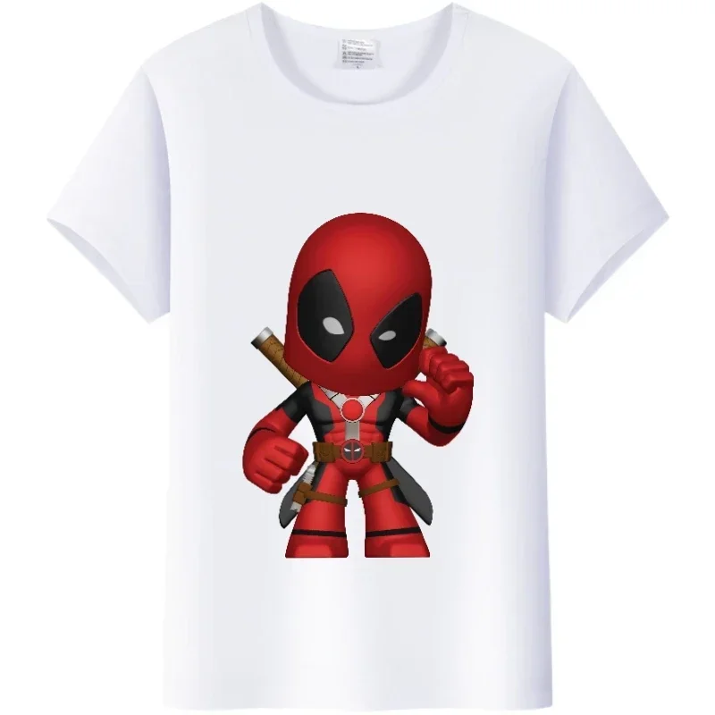 thumbnail image 1 of Camiseta de moda de verano para niños, camiseta de parodia de Marvel, dibujos animados de Deadpool Friends, camisetas de algodón, camiseta blanca Kawaii, ropa para niño y niña, 1 of 5