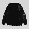 Torn Smooth Sweater Men Retro Ripped Hole Knitted Letter Plain Jumpers Men Streetwear Hip Hop Harajuku Punk Gothic Sweaters 3
